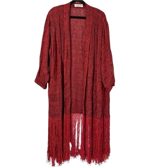Panache Vintage Womens Fringe Detail Open Front Topper Jacket Medium Red - Picture 1 of 7